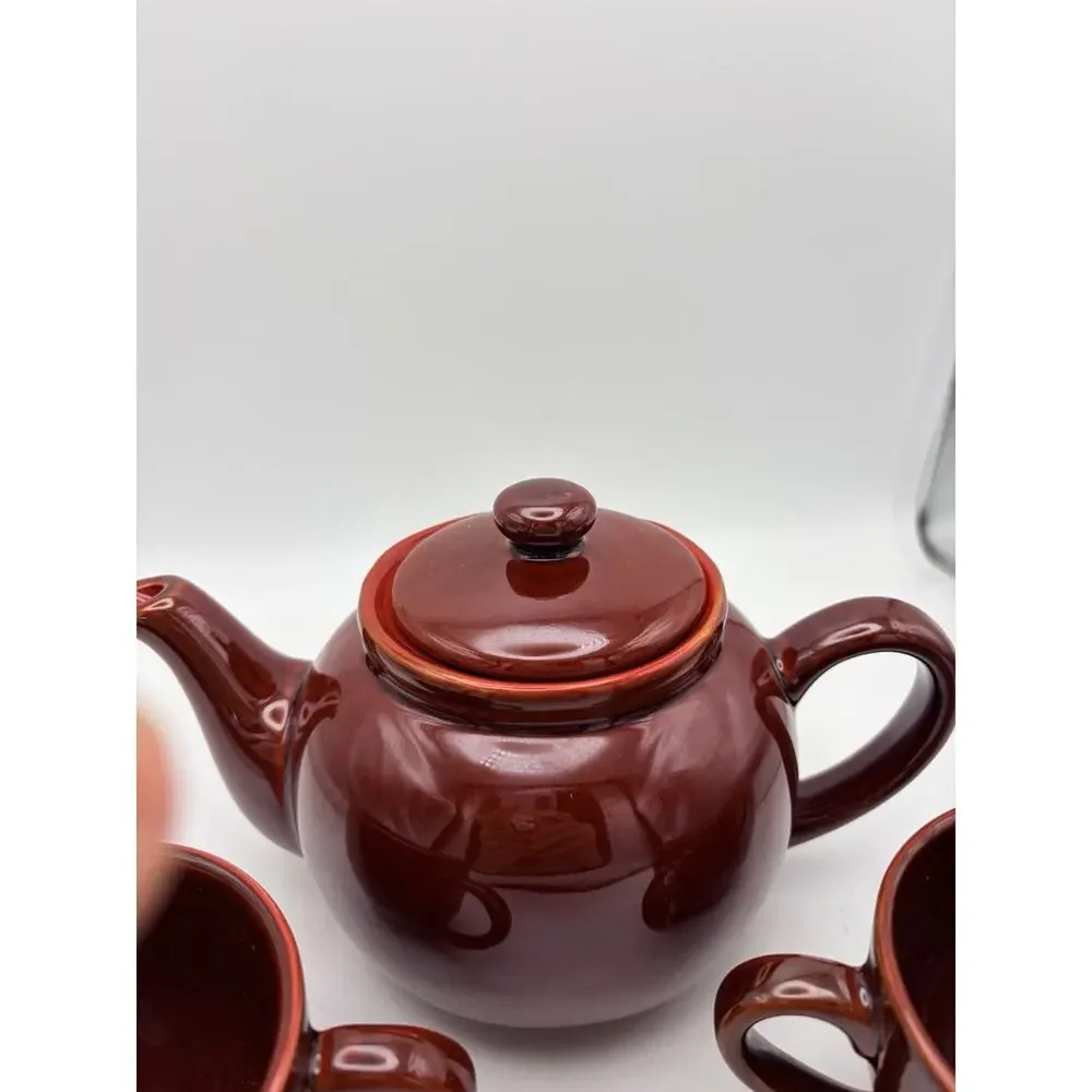 Vintage Pier 1 Imports Tea Set With Teapot and 4 Cups